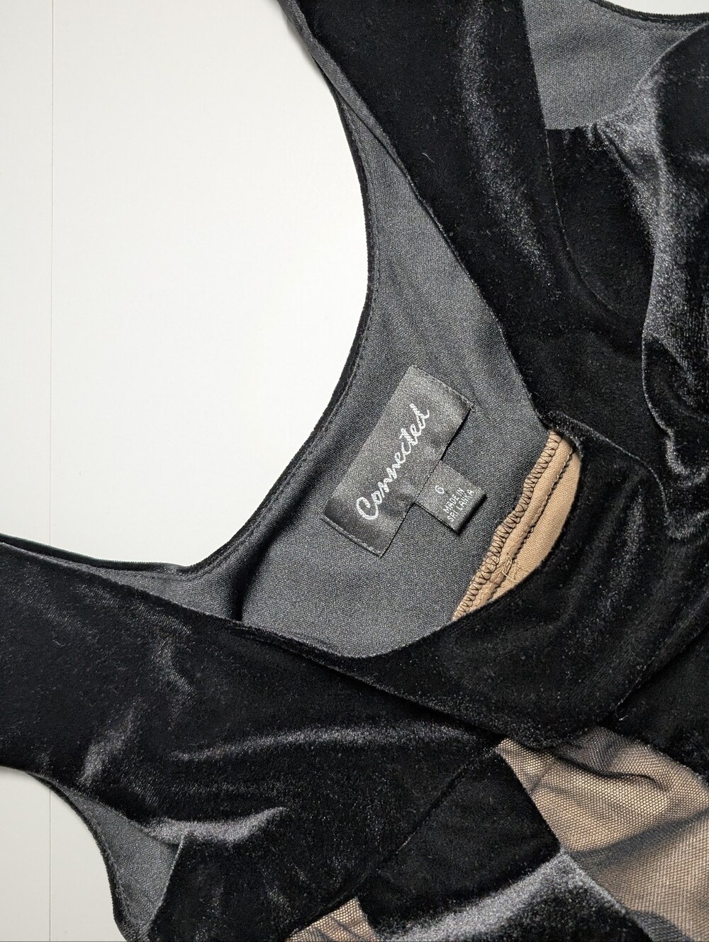 Y2K Connected Velvet Mesh Mini Dress Size 6 Black Gold (y) - Picture 10 of 11